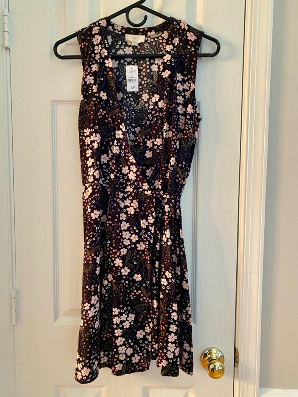 LOFT Women’s Petite Floral Sleeveless V-Neck Wrap Dress - Pink Flower Print